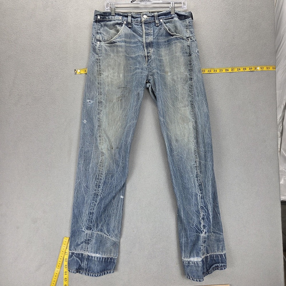 VTG Levis Engineered Jeans Mens Blue Twisted Button Fly Altered Hem Fits 32x32